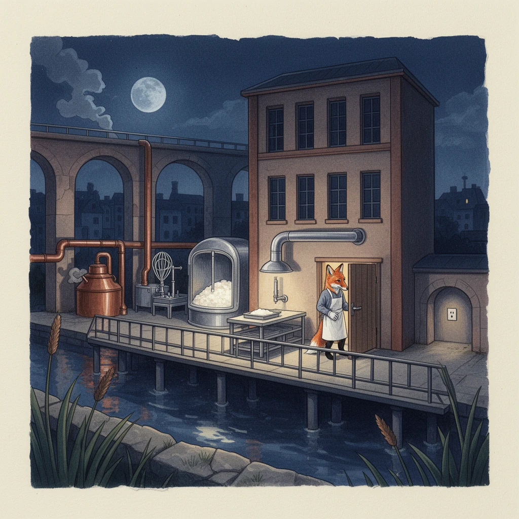Illustration for page 2: Each night, when the moon made the river shine bright,