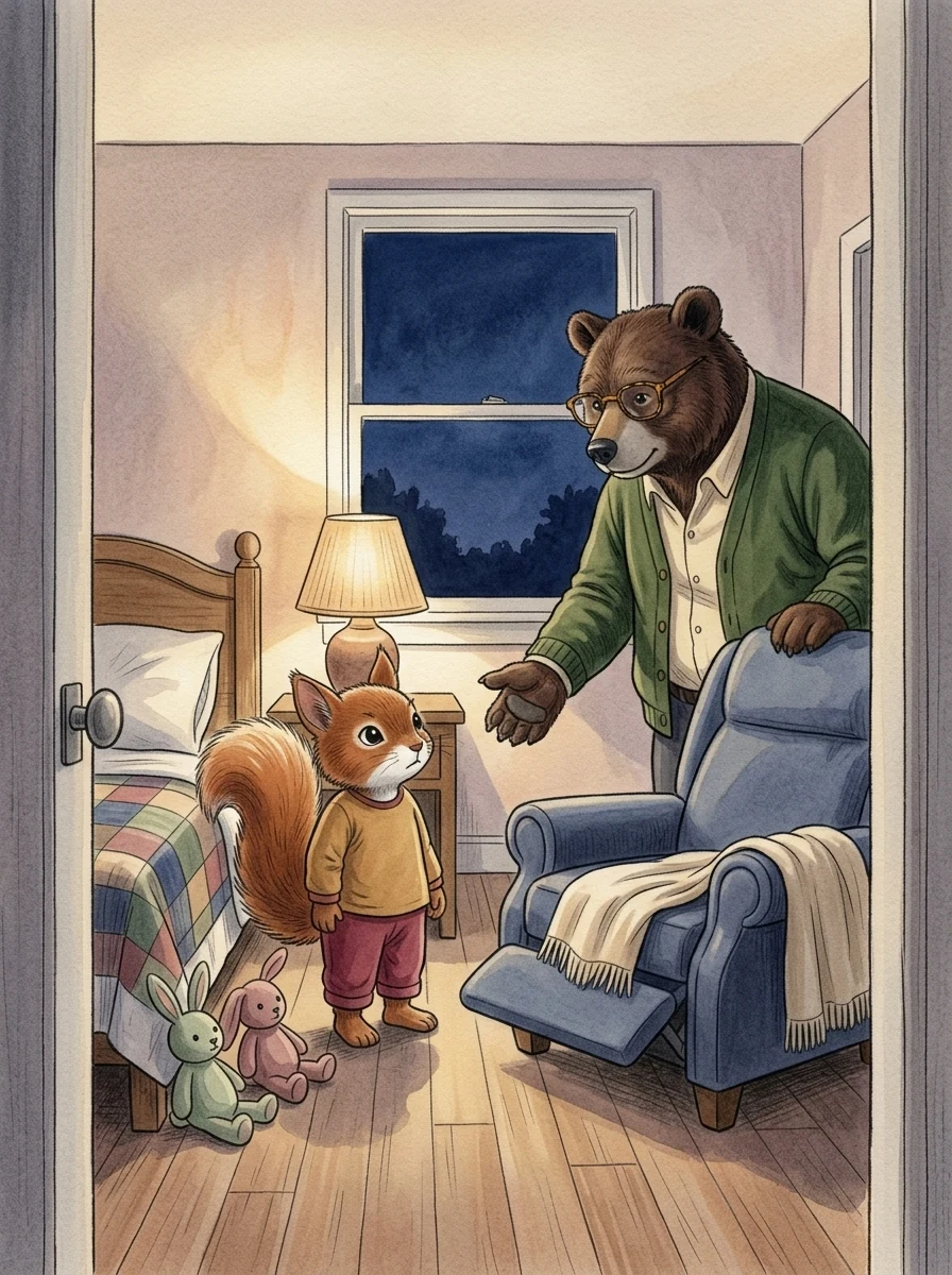 Illustration for page 6: Aurelia looked at her bed. Then the chair.
