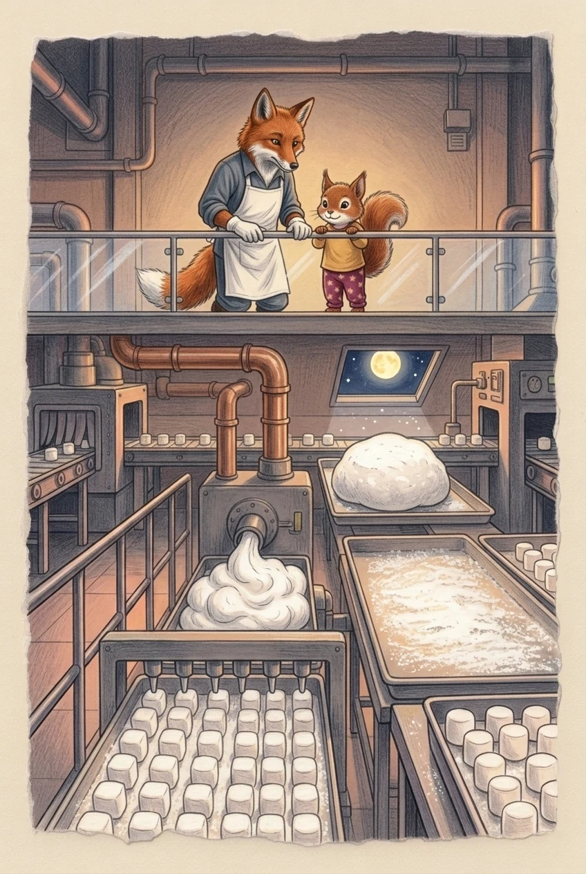 Illustration for page 12: Her dream spun the whippers. The pipes gave a shine.