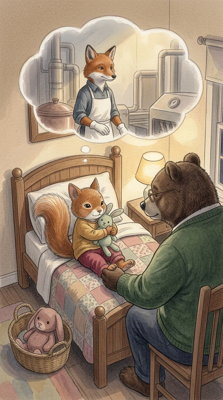 Illustration for page 13: A floorboard went creak. Her eyes opened—ker-PIP!